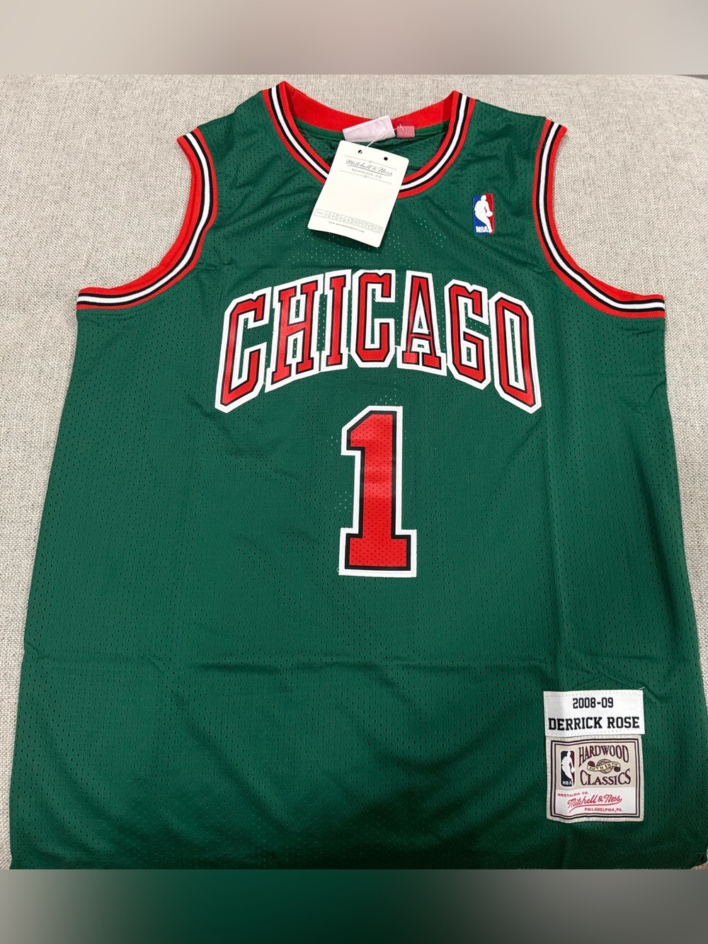 Mitchell & Ness Green Chicago Derrick Rose #1 Hardwood Classics Jersey